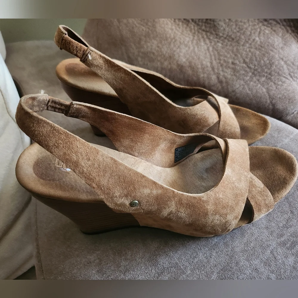 UGG Hazel Suede Wedge Sandals Open Toe